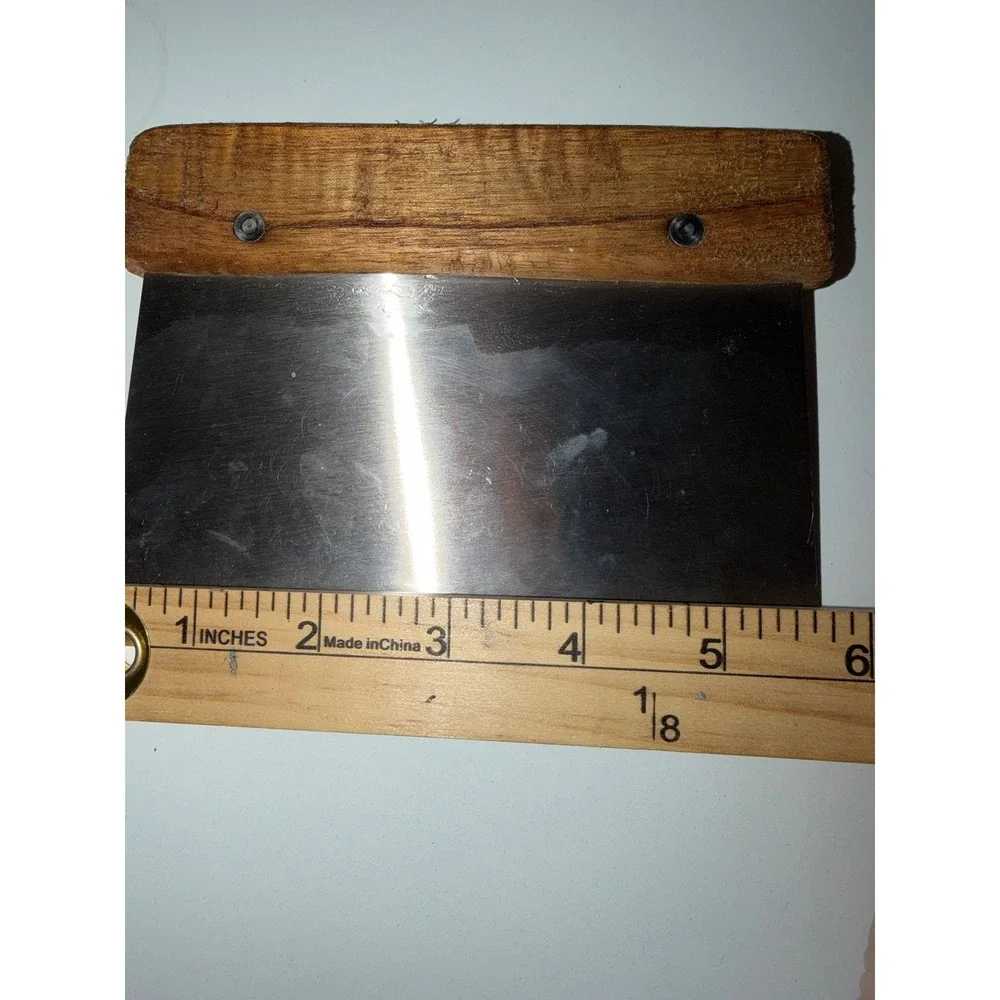 Stainless Steel Bench Scraper Dough Cutter with Wooden Handle 6 Inch vintage